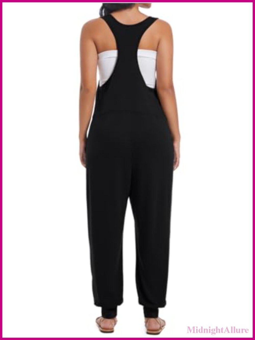 Sleeveless Loose Fit Jumpsuit with Pockets Harem Pants Romper Casual Summer One - Picture 5 of 5